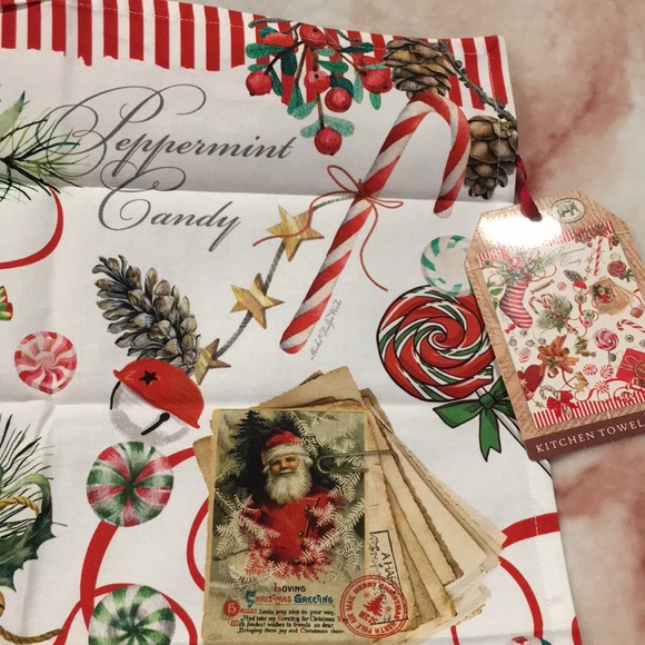 Christmas Holiday Peppermint Designer Kitchen Towel Michel Design Works NWT - Picture 6 of 16